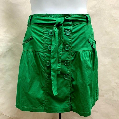 Caren Sport Sz 3X Short Skirt Green Belted Button Front Pockets Plus Size