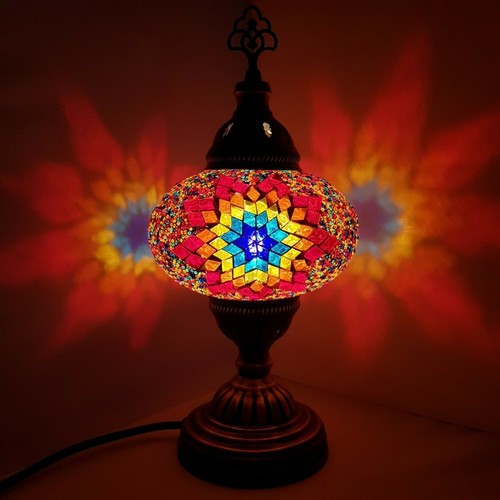 Moroccan Turkish Mosaic Lamp Colourful Glass Handmade Table Desk Light FREE BULB - Picture 256 of 436