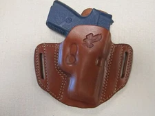 Kahr Pm 9 & Cm 9 formed BROWN leather 2 slot pancake belt holster right hand