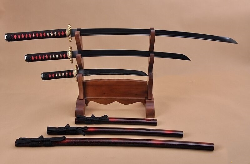 黒色と茶色のツートン刀 HIGH QUALITY JAPANESE SAMURAI BLACK SWORD SET ( KATANA +