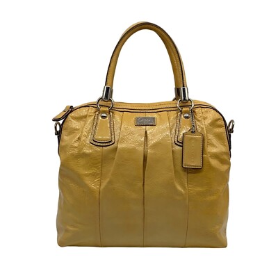 Coach Kristin Yellow Patent Leather Satchel Shoulder Bag Coach Kristin Yellow Patent Leather Satchel Shoulder Bag  main image 2