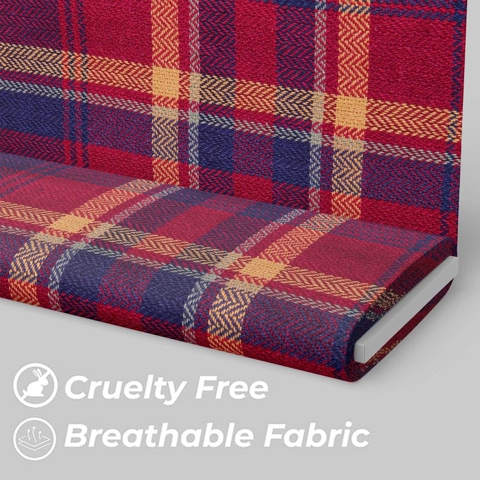 Tela de tartán a cuadros roja 100 % algodón tejido espiga 58" ancho vestido artesanal Foto 2 de 4