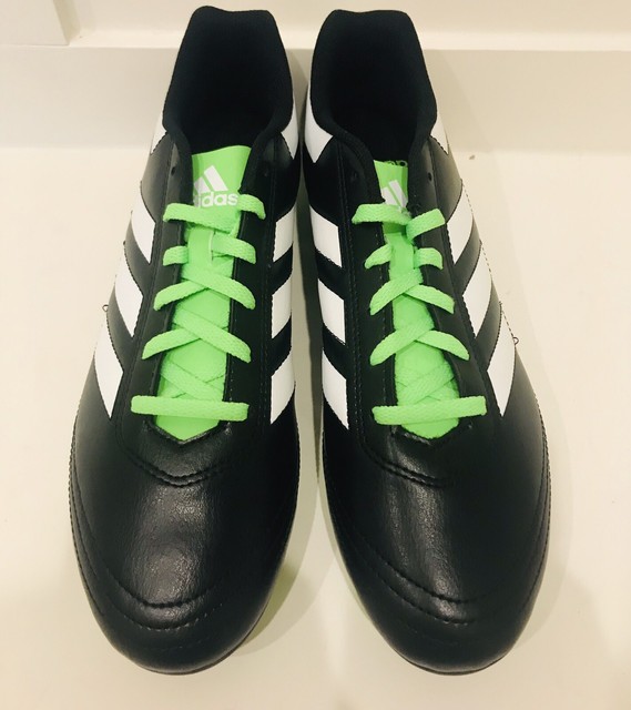 Men's Adidas Black White and Green Soccer Cleats Size 10.5 New Without