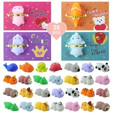 28pack Valentines Day Cards For Kids School With Kawaii Mochi Squishy Toys Kids