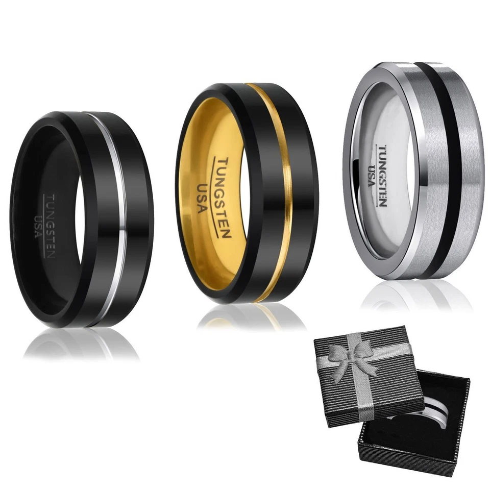 Hochwertiger Tungsten Ring Wolfram-carbid Herren Damen Bicolor in Geschenkbox - Bild 1 von 1