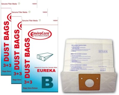 EnviroCare Vacuum Cleaner Dust Bags Fit Eureka Canisters Style B&S 3 pack