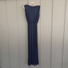 Go Couture Maxi Dress Size L In  Navy Women Sleeveless Stretch Side Slit Defect