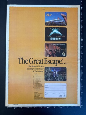 BLUR - THE GREAT ESCAPE TOUR 1995 15X11''' Poster Sized Advert L398