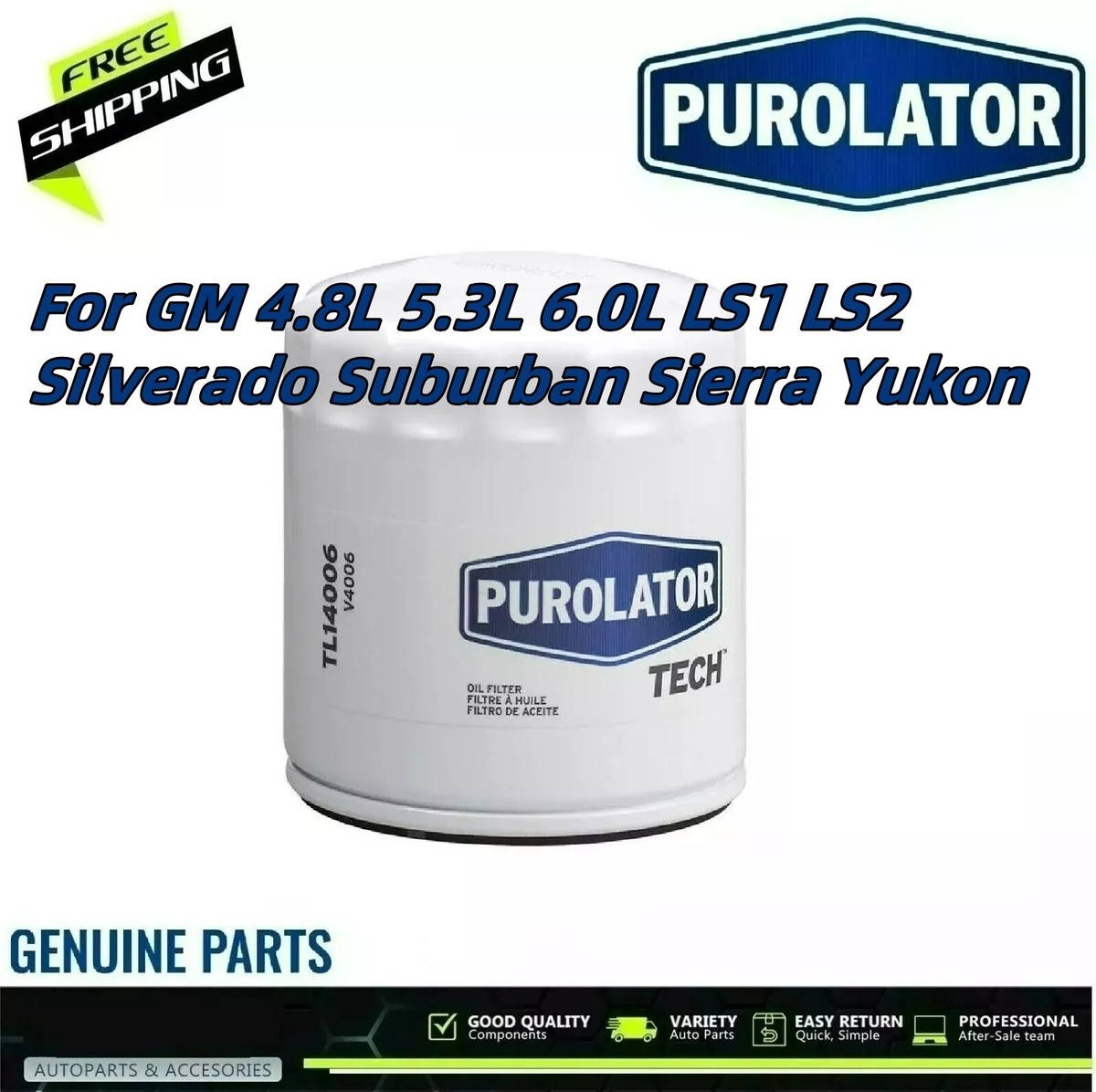 2008ホリディロッズ 52シェビー Oil filter for GM 4.8L 5.3L 6.0L LS1 LS2 Silverado Suburban Sierra