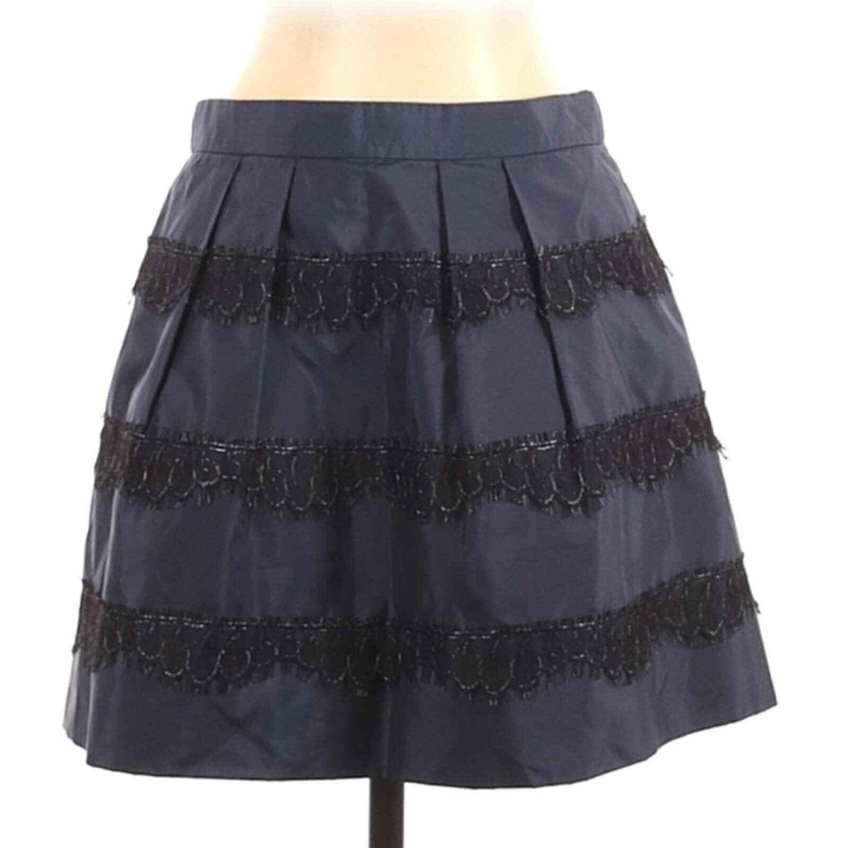 $168 100% silk navy blue lace mini skirt