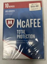 MCAFEE: TOTAL PROTECTION  * 10 DEVICES * 1 YEAR Subscription SEALED FULL VERSION