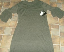 NWT Fall winter dress Nine West Womens size Large gray romantic sleeve chic NEW