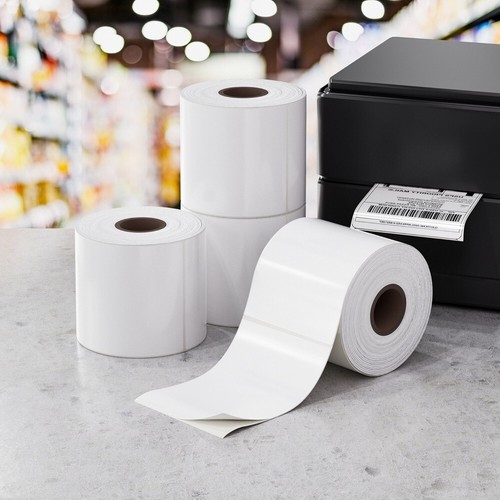 4 Rolls Direct Thermal Labels Paper Printer Paper Barcode Shipping Stickers - Picture 2 of 5