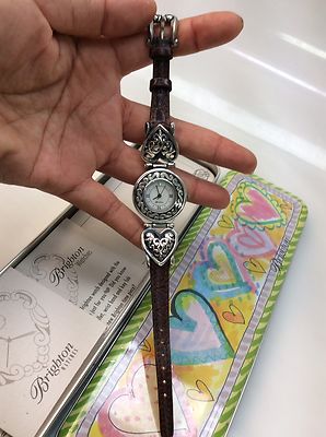 Brighton Brown Leather Heart Silverplate Watch | eBay display picture 1