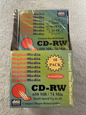 10 pack CD-RW 650MB Digital Media Rewriteable Compact Discs Sealed