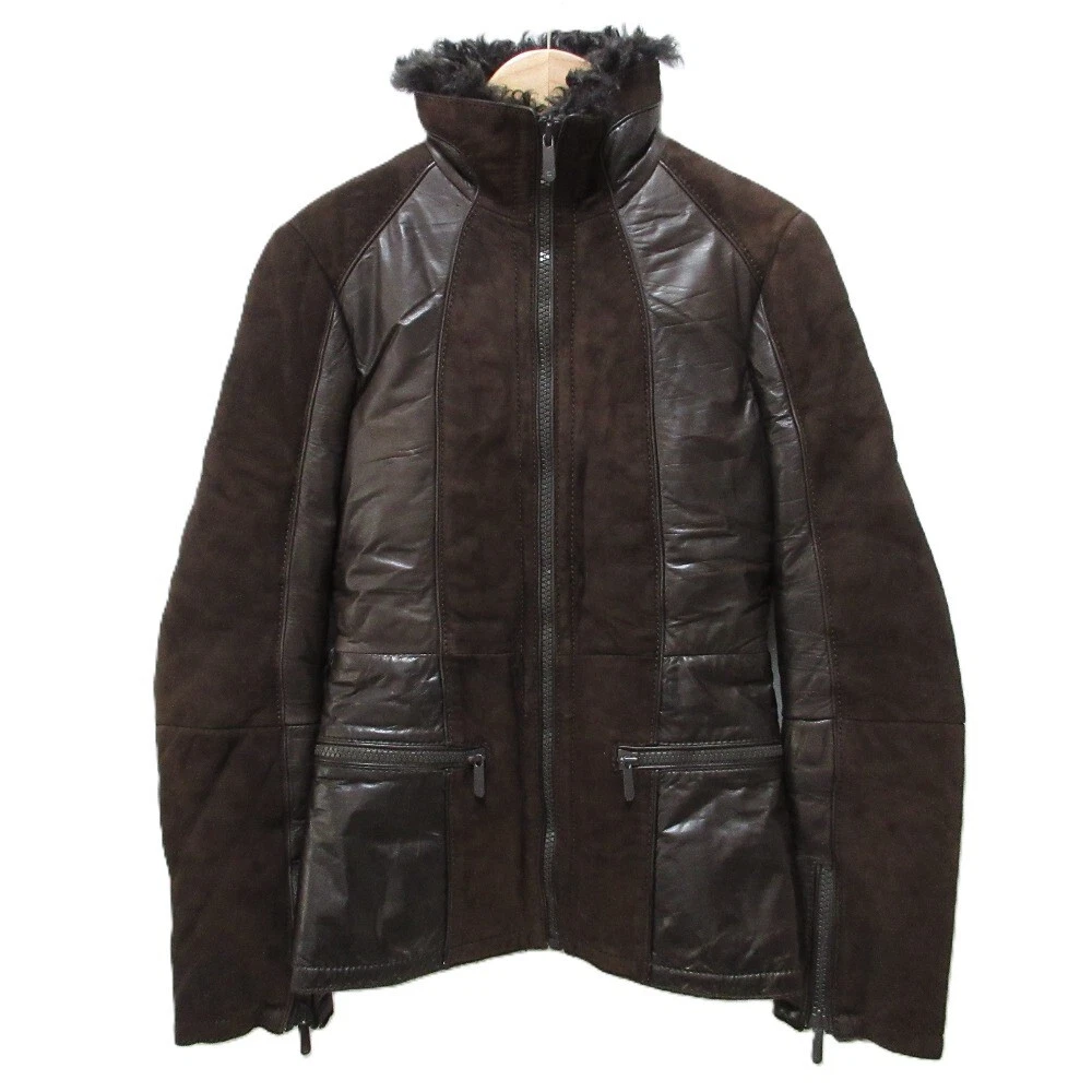 Blouson de pilote Mouton intérieur hirsute ceinturé GUCCI Tom Ford marron femme occasion