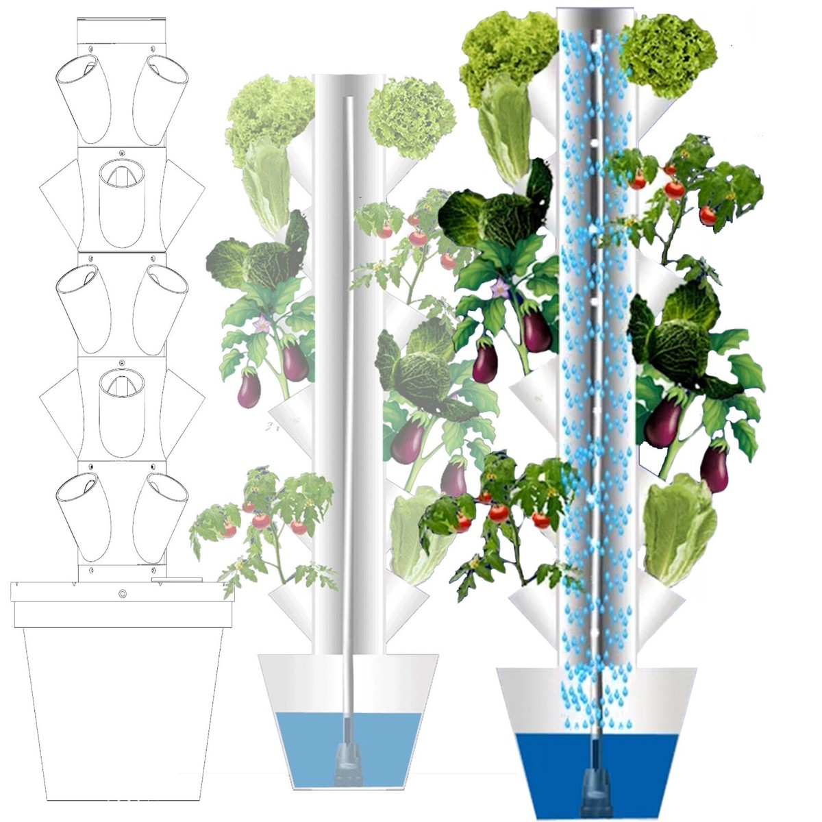 4 Pcs Vasi Da Fiori in Plastica Fioriera Con Irrigazione Automatica