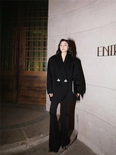 2024Mulberry Silk Double Sided Wool Coat Women's Button Full Diamond Trench Coat - Bild 11 von 28