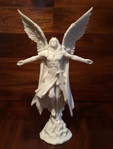 Crescente Anjo Guerreiro Escultura Estatua Estatueta Arcanjo Acabamento Branco Ebay