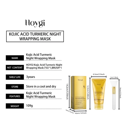 Kojic Acid Turmeric Night Wrapping Mask Overnight Peel Off Natural Facial Mask - Picture 16 of 25
