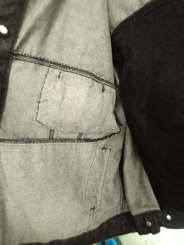 Vintage 1993 90th Anniversary XL Harley Davidson Black Denim Leather Jean Jacket - Picture 3 of 4