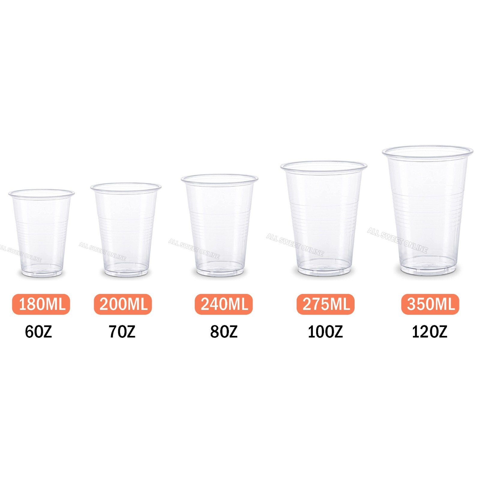 200/240/275ML/350ML 7 8 12OZ PLASTIC CUP CLEAR DRINKING WATER CUP PARTY