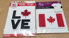 Canadian Flag & Love Canada Iron-On Applique~ 2 of each pcs. shown~ 4 pcs. total