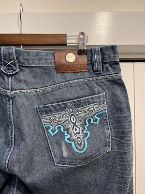 Antik Denim Jeans Men's 40x26 TURQUOISE ACCENTS ~ Style Antik Denim Jeans Men's 40x26 TURQUOISE ACCENTS ~ Style
