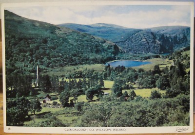 Irish Postcard Vale of GLENDALOUGH Wicklow Ireland Dollard Tru-Color 158 1960