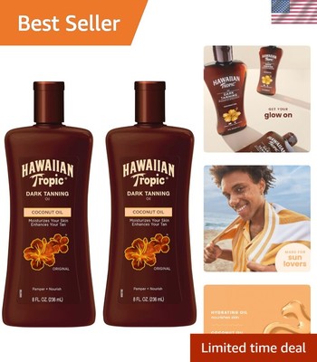Dark Tanning Oil 8oz Twin Pack | Moisturizing Tan Enhancer, Coconut