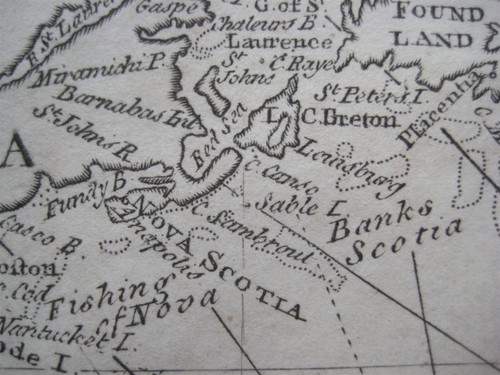 Original 1788 Bowen Map ATLANTIC OCEAN Fishing Banks Florida Bermuda Azores Cuba - Picture 3 of 13