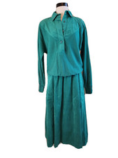 VTG Lilli Ann Green Ultrasuede Knit Skirt Set