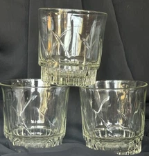 3 Whiskey Glasses Rare Swallow Nanjing China Old Fashioned Lowball The Rocks