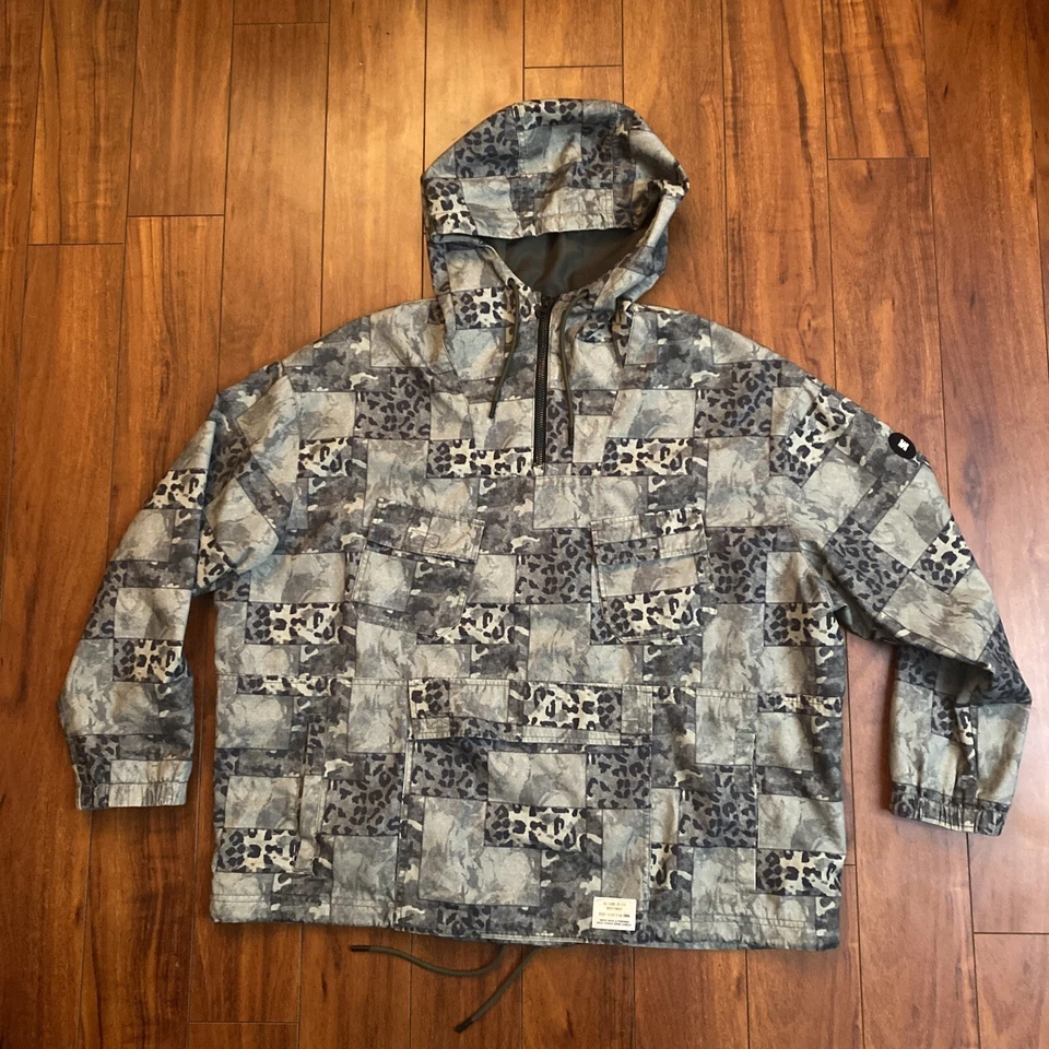 Chaqueta cortavientos DC Shoes Civil Anorak 1/4 cremallera para hombre M camuflaje leopardo rara usada en excelente estado Foto 4 de 4