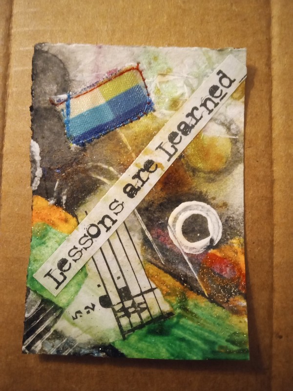 ACEO Lessons Mixed Media Abstract Art Painting Original Music Notes
