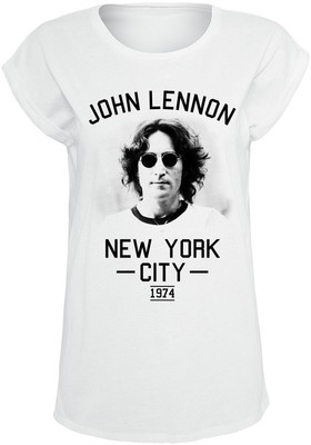 John Lennon T-Shirt Damen NYC 1974 weiß Band-Merch, Bands