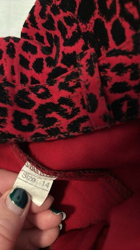 Vintage rot & schwarz Hose gerade hoher Bund Größe 14 hergestellt in den USA 90er Maximalist Gepard - Bild 7 von 16