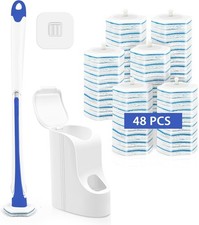 JEHONN Disposable Toilet Brush and Holder Set with 48 Cleaner Refills, Blue 