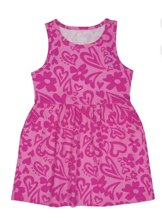 Wonder Nation Girls Pink Heart Tank Dress Size Medium (7-8) NWT