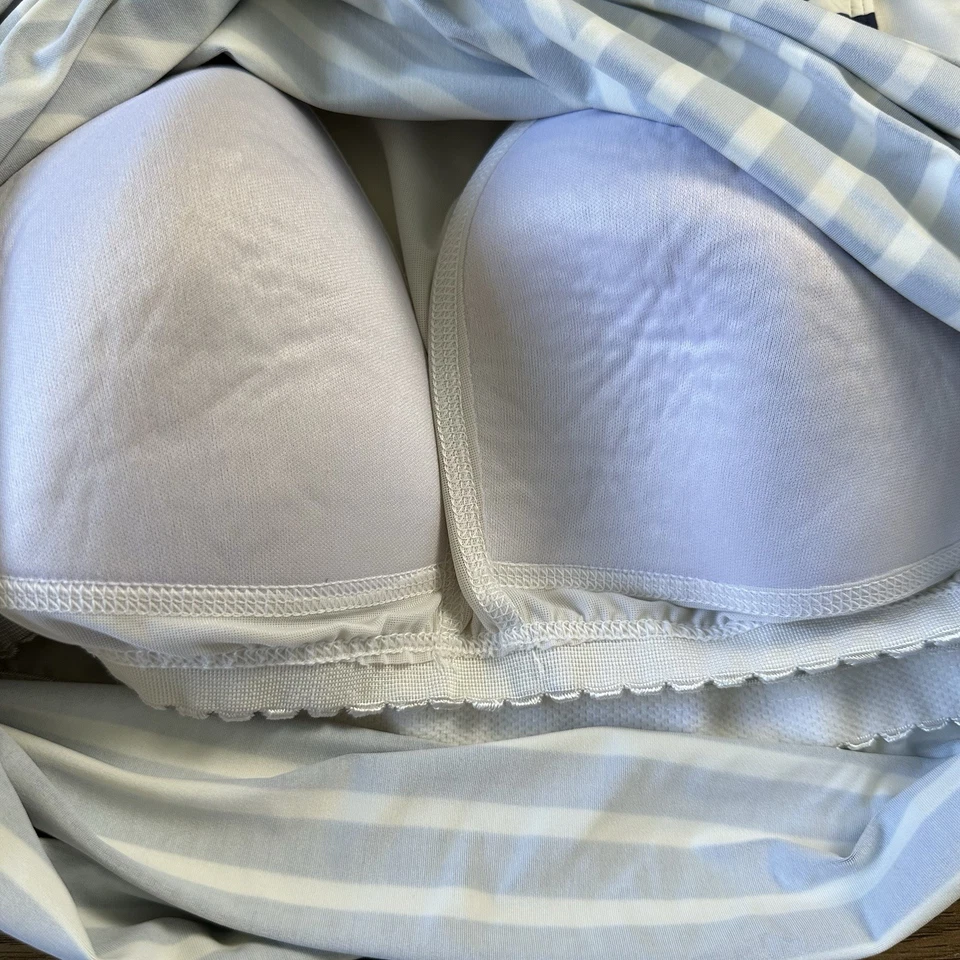 Traje de baño Lands End Tankini Top 10 rayas azul marino sujetador modesto náutico Foto 3 de 4