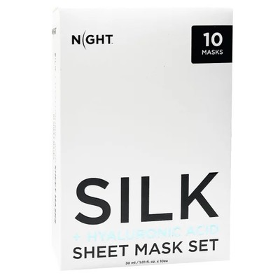 NIGHT Hyaluronic Acid Anti-Aging Silk Sheet Masks, 10-pack
