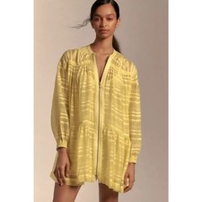 Anthropologie NWT Yellow Long Sleeve Oversized Zip Front Mini Dress Size Small
