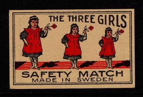 Matchbox Label Sweden, The Three Girls Safety Matches - S56908A