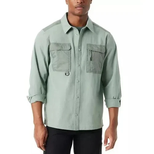BASS OUTDOOR Lily Pad Green Shirt Jacket Cotton Relaxed Fit Workers Stretch L - product listing photo