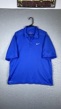 Nike Dri-FIT Polo Shirt Mens XL Blue Solid Golf Performance Short Sleeve