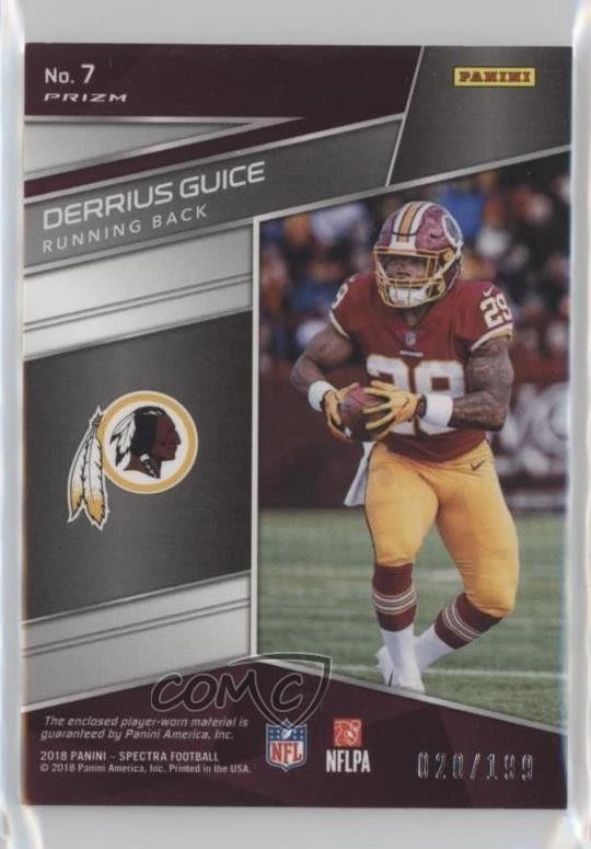 2018 Panini Spectra Next Era /199 Derrius Guice #7 Rookie RC - Image 2 of 2