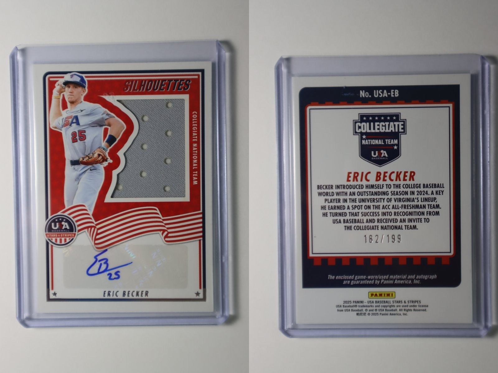 2025 Panini USA Baseball Stars & Stripes ERIC BECKER Auto Patch /199 #USA-EB view 3