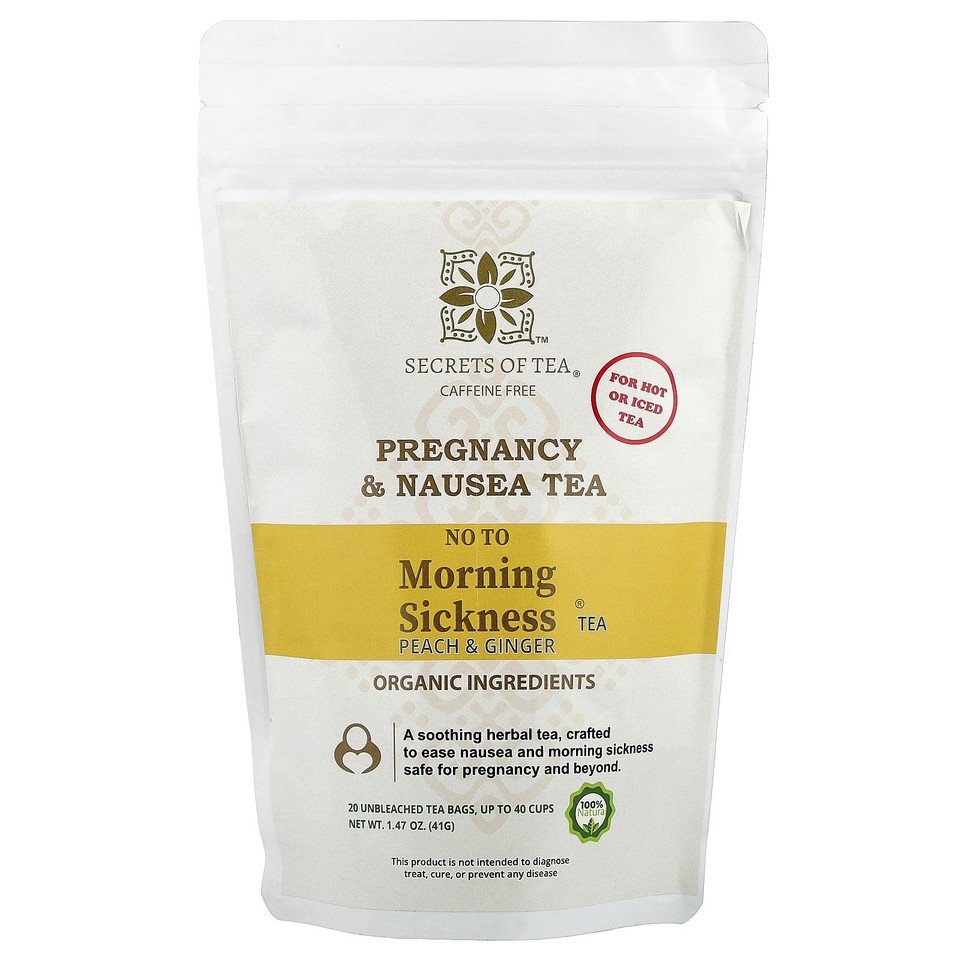 No To Morning Sickness® Tea, Peach & Ginger, Caffeine Free, 20 Unbleached Tea