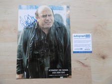 Danny DeVito Autogramm signed A4 Lobbycard "Schmeiss´Die Mama Aus Dem Zug" ACOA