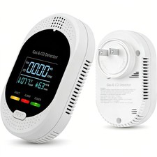 4-in-1 Carbon Monoxide and Natural Gas Detector, CO and Combustible Gas, Temp...